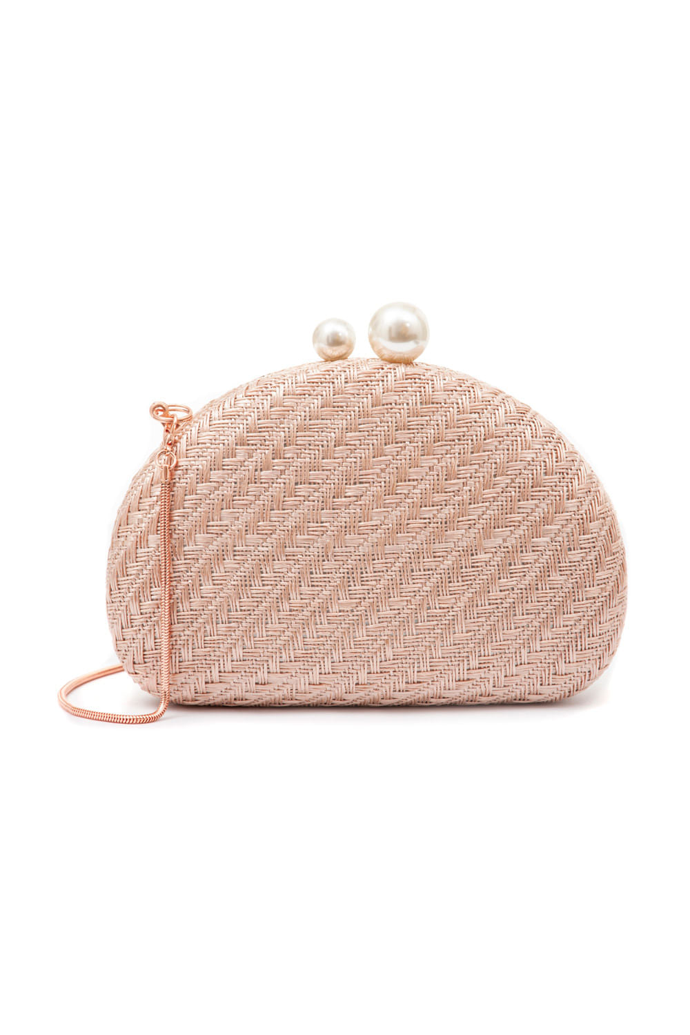 Bolsa clutch abaulada alça resina rose