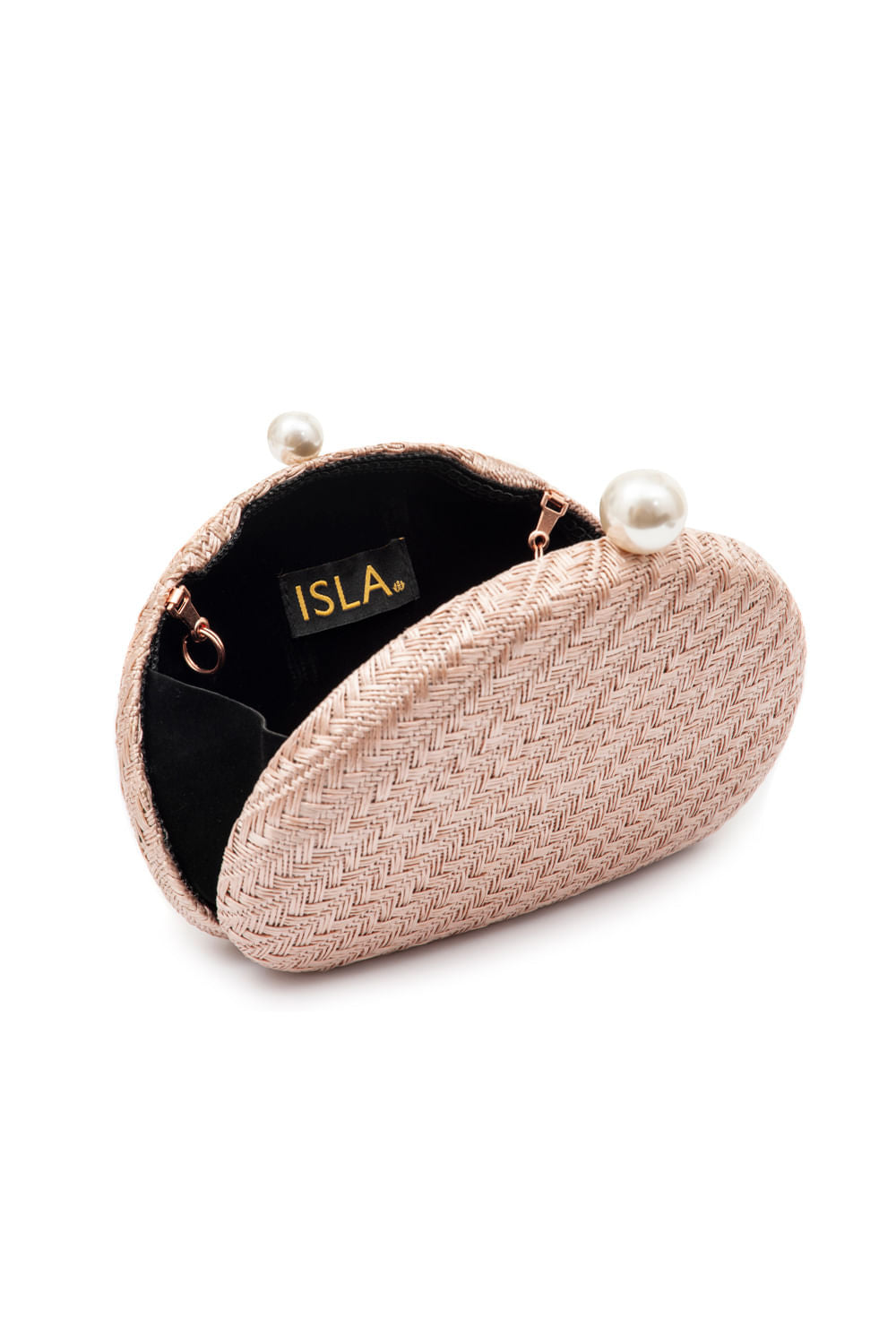Bolsa clutch abaulada alça resina rose