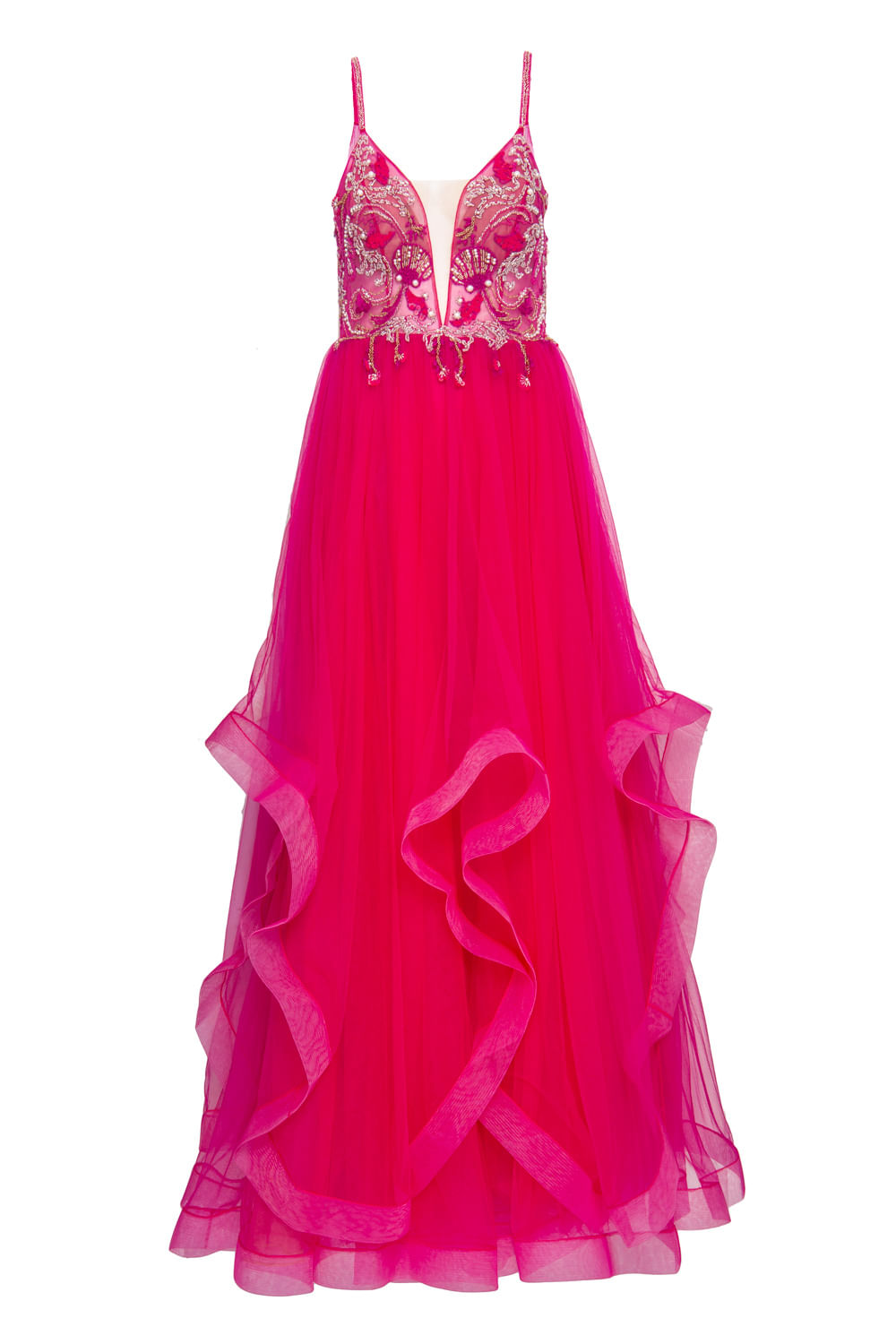 VESTIDO SAIA AMPLA CAMADAS TULE PINK