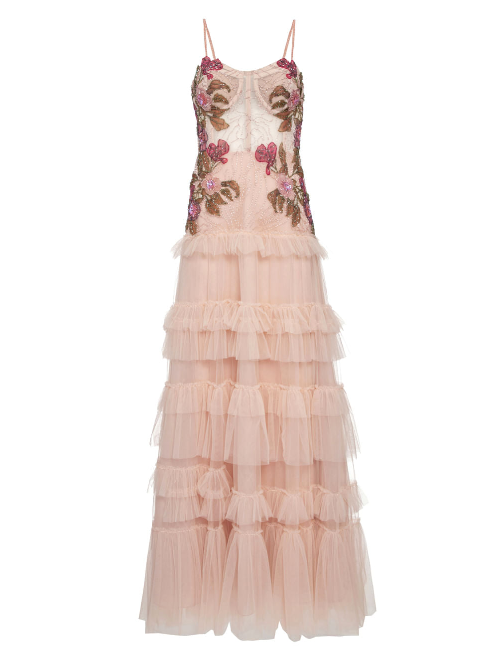 VESTIDO BORDADO CAMADAS TULE NUDE