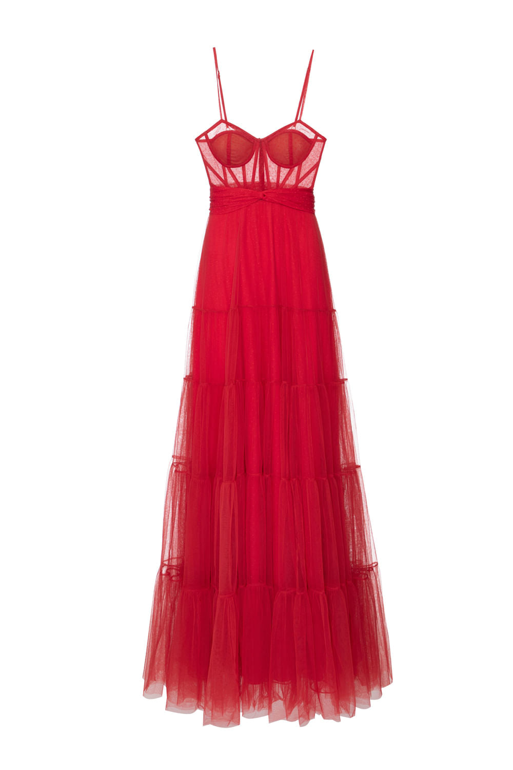 VESTIDO LONGO TULE CAMADAS VINHO