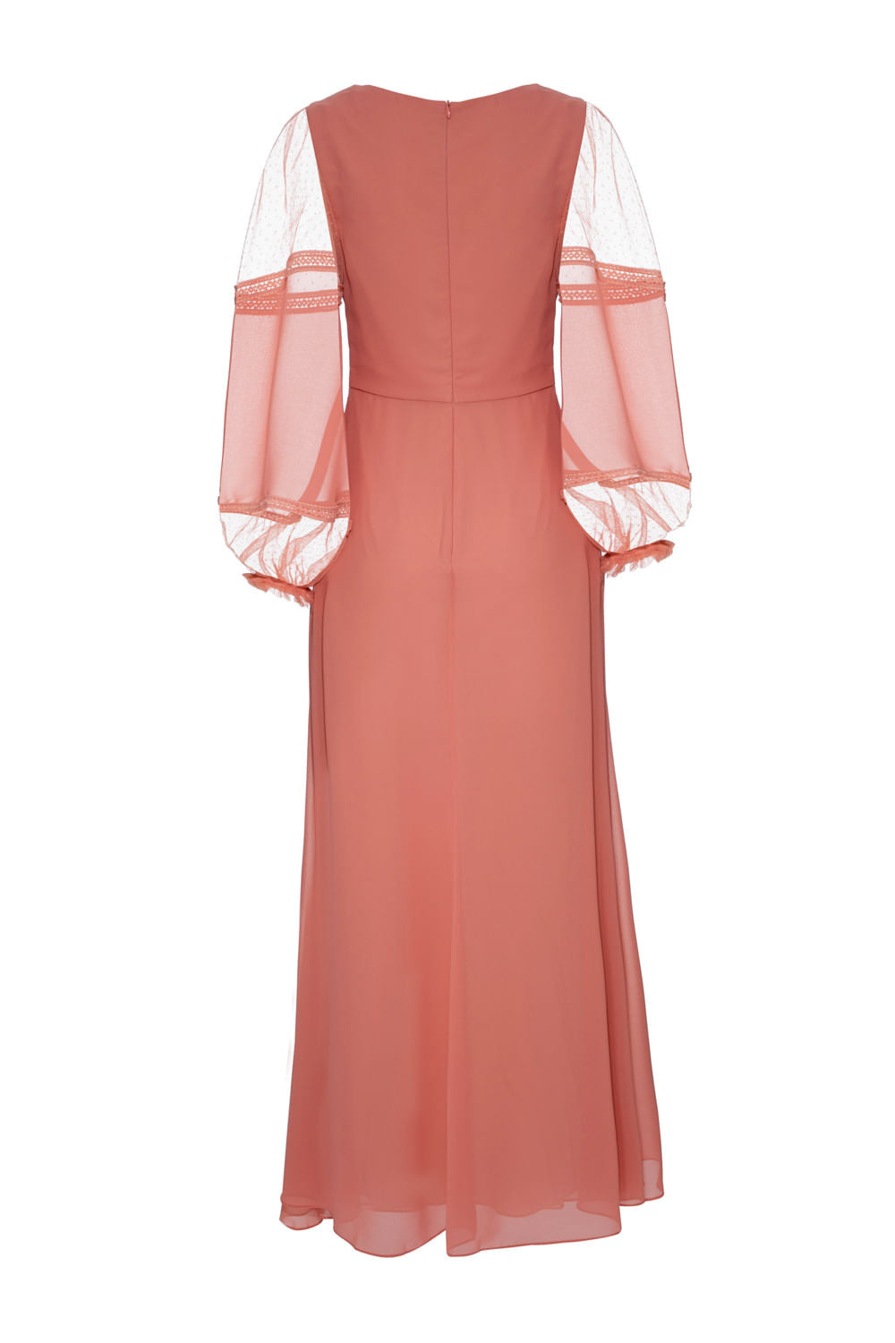 VESTIDO LONGO TORÇÃO PREGAS SALMAO