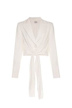 Blazer cropped amarração off white