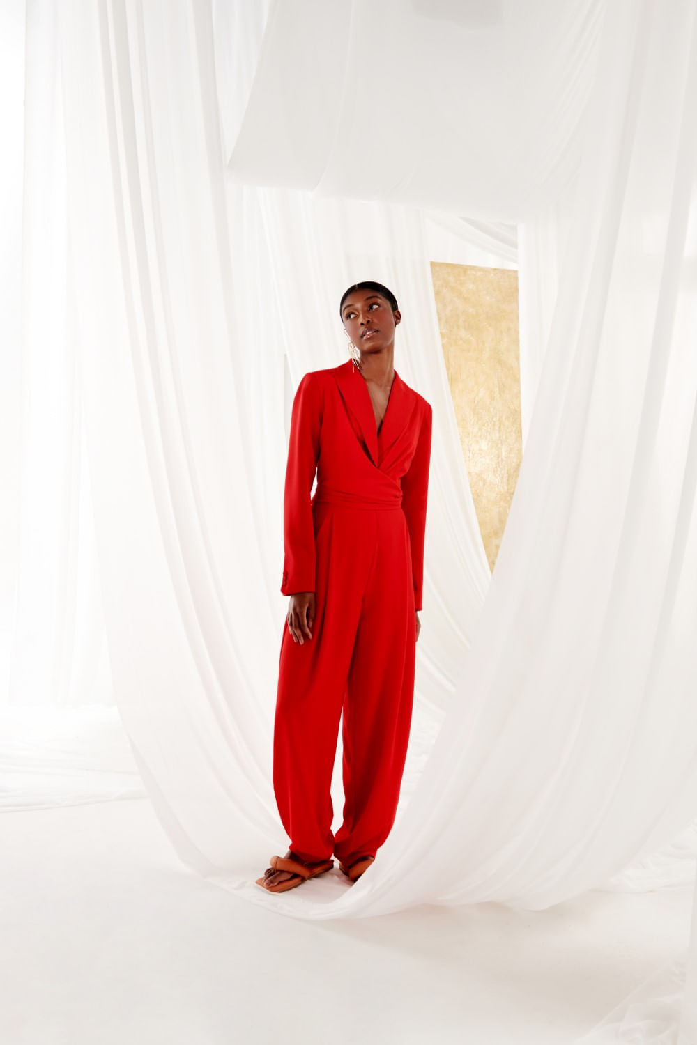 Blazer cropped amarração vermelho