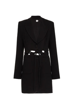 Blazer longo aberturas preto