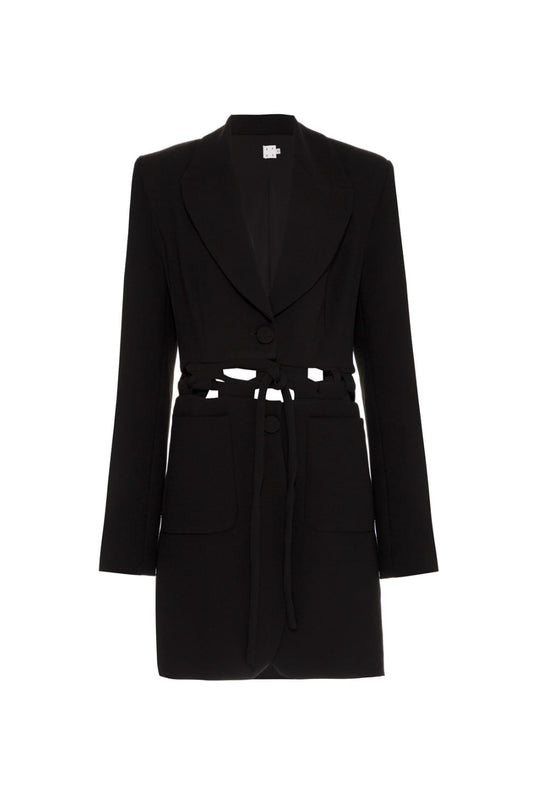 Blazer longo aberturas preto