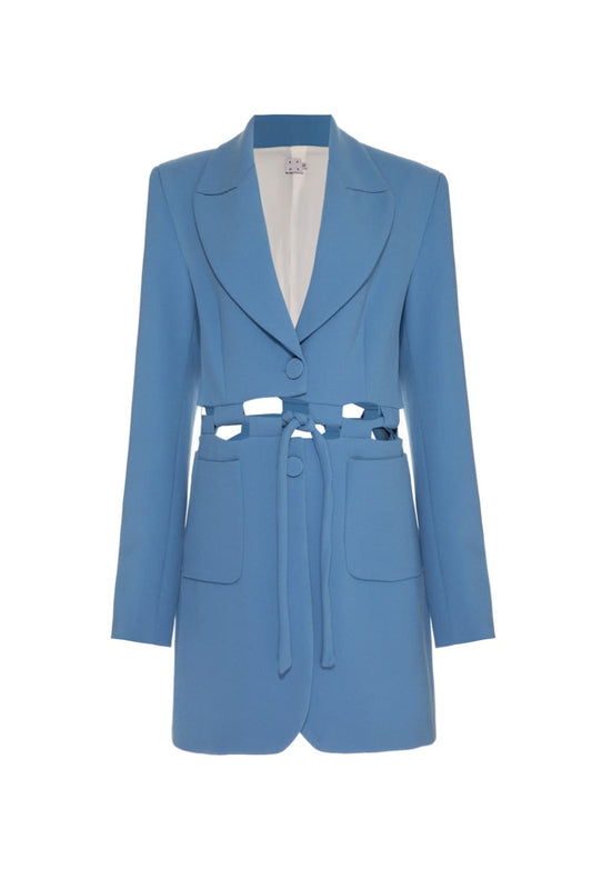 Blazer longo aberturas celeste