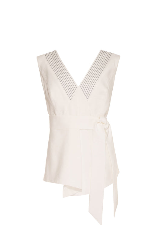 Blusa pespontos amarraÃ§Ã£o off white