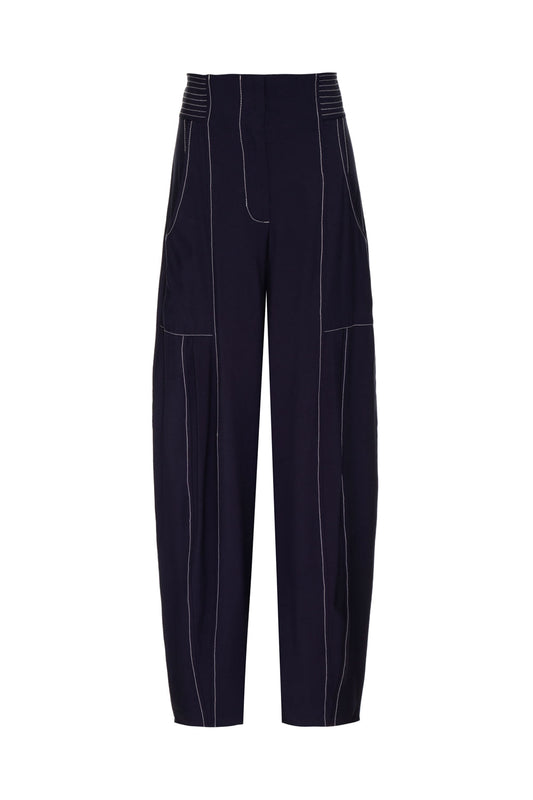 CALÇA PESPONTOS CÓS ALTO MARINHO