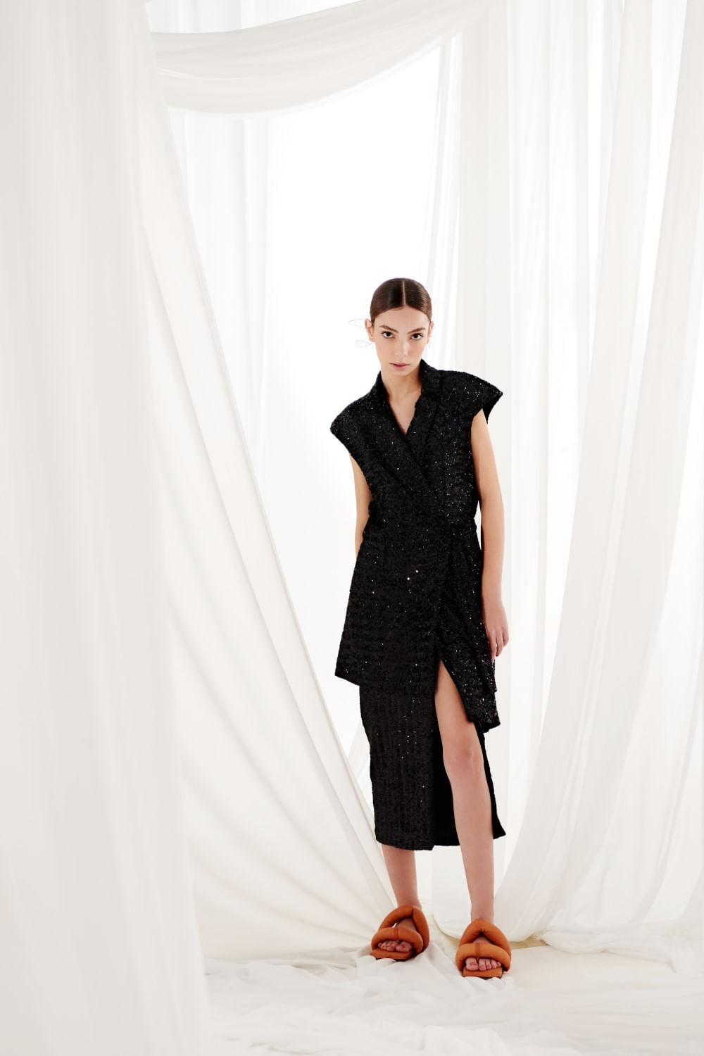 Blazer longo aberturas celeste