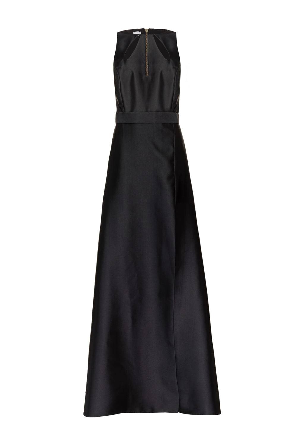 VESTIDO LONGO RECORTES PRETO