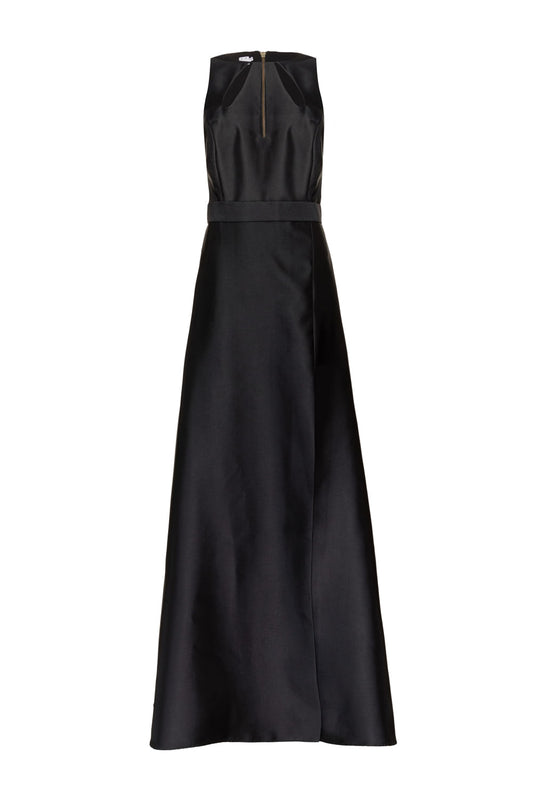 VESTIDO LONGO RECORTES PRETO