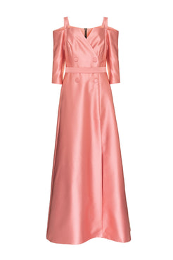 VESTIDO LONGO BOTÕES ROSA