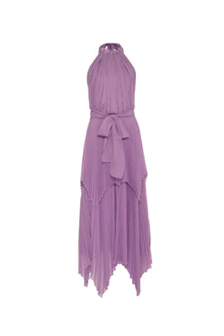 VESTIDO MÍDI PLISSADO ASSIMÉTRICO LAVANDA