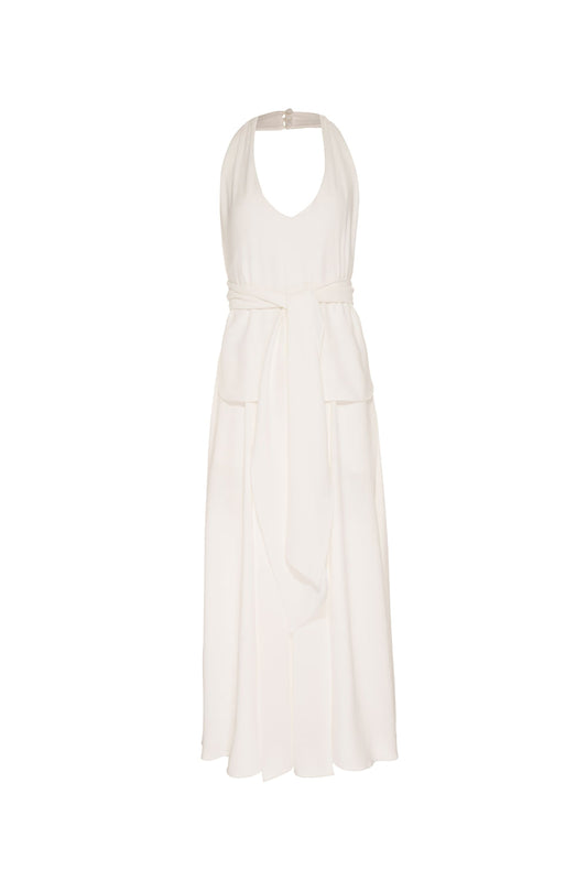 VESTIDO MÍDI FRENTE ÚNICA OFF WHITE