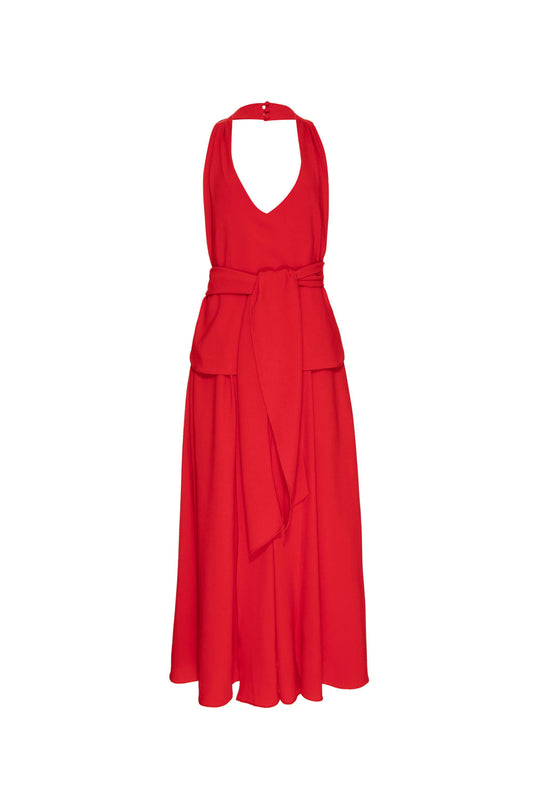 VESTIDO MÍDI FRENTE ÚNICA VERMELHO