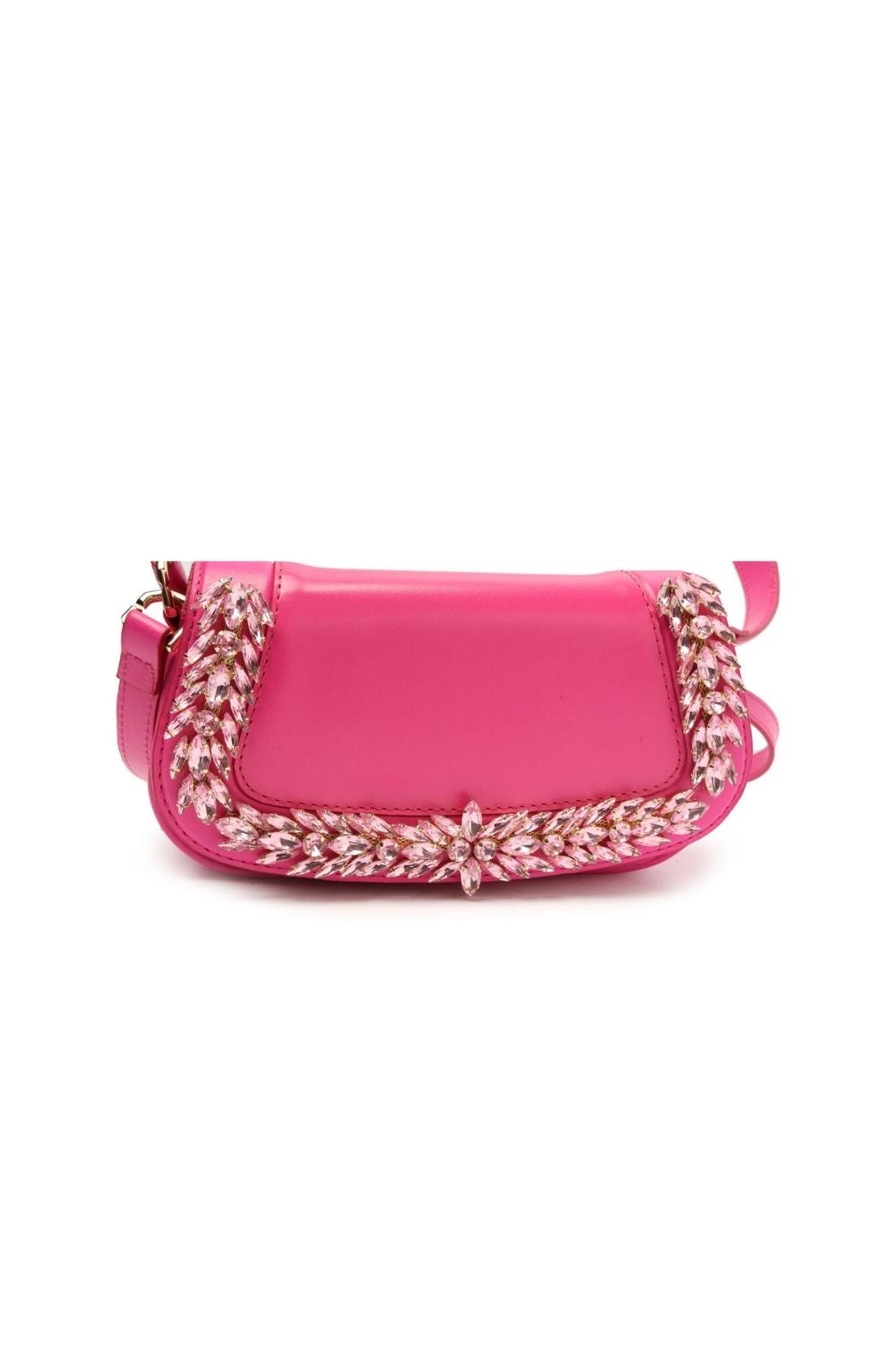 BOLSA TIRACOLO COURO CRISTAL PEQUENA PINK