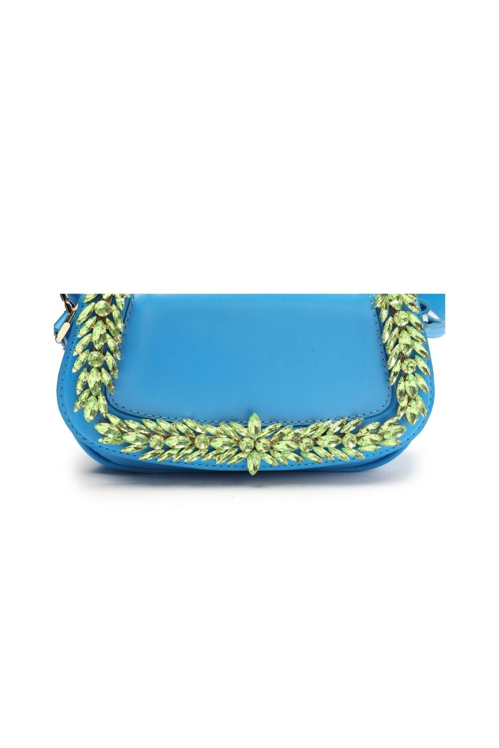 BOLSA TIRACOLO COURO CRISTAL PEQUENA AZUL