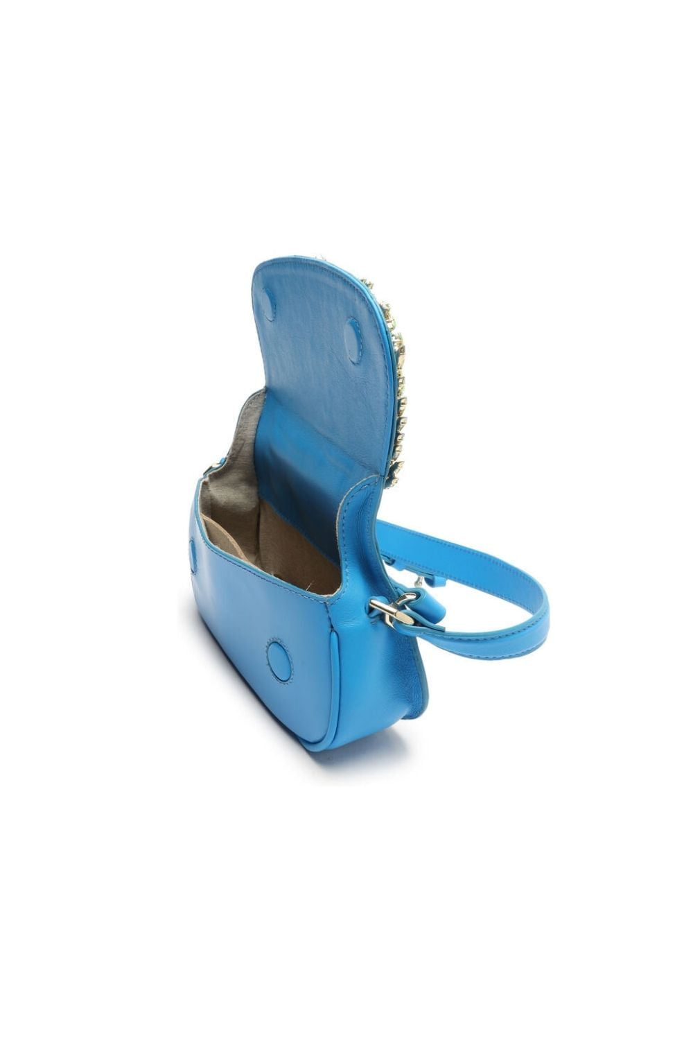 BOLSA TIRACOLO COURO CRISTAL PEQUENA AZUL
