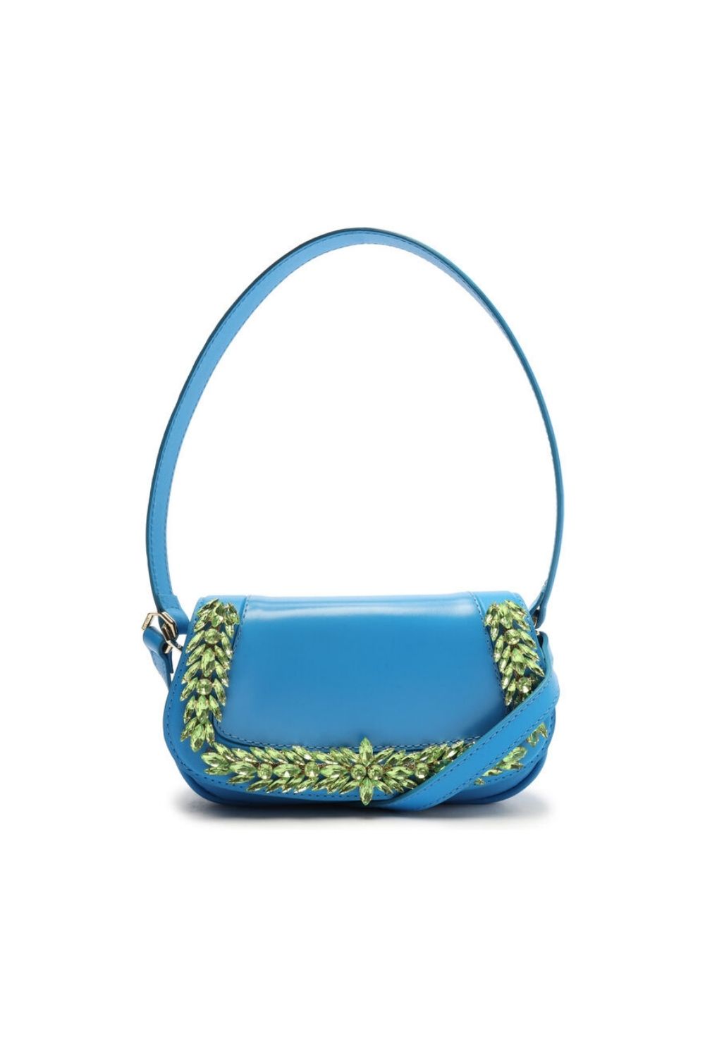 BOLSA TIRACOLO COURO CRISTAL PEQUENA AZUL