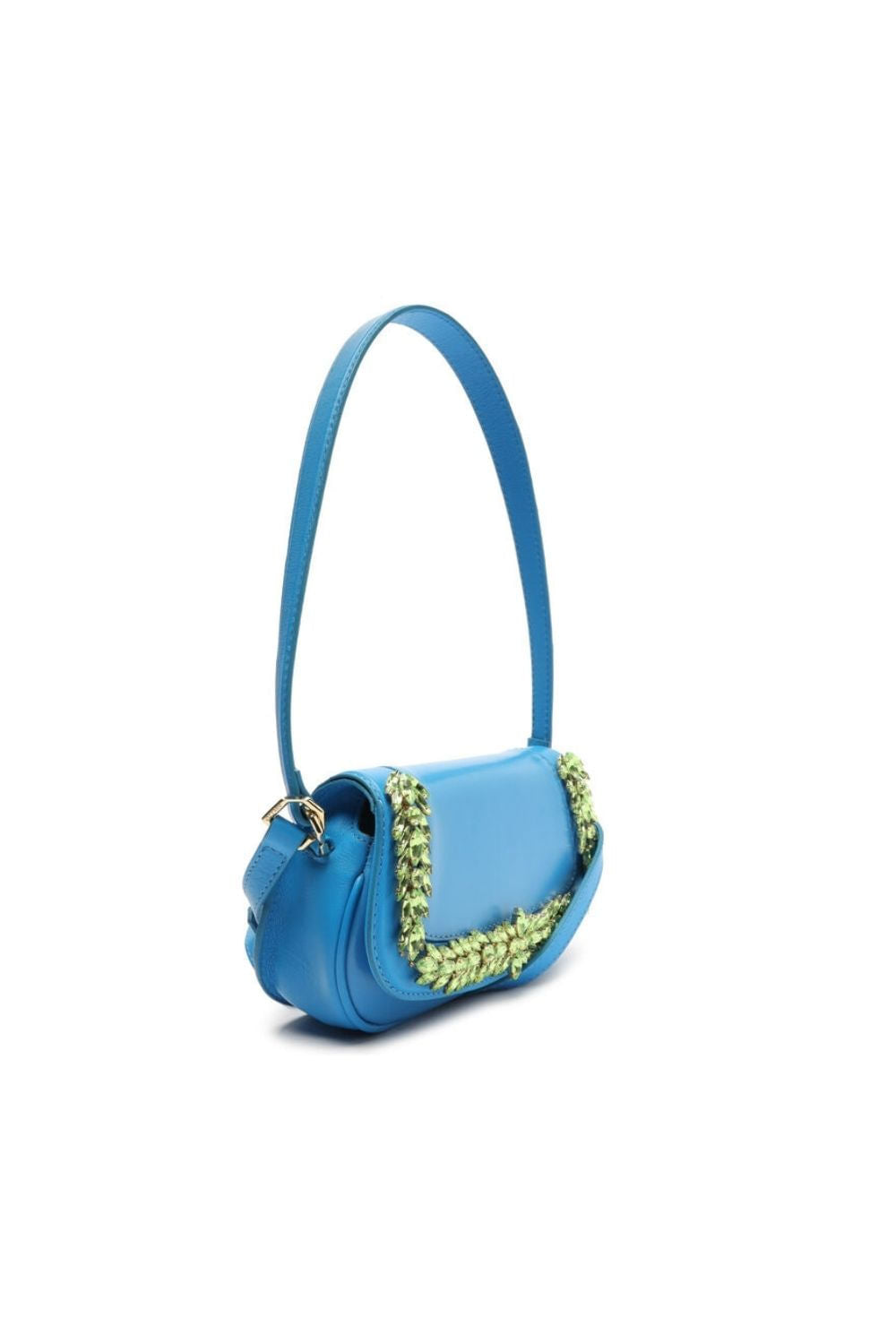 BOLSA TIRACOLO COURO CRISTAL PEQUENA AZUL