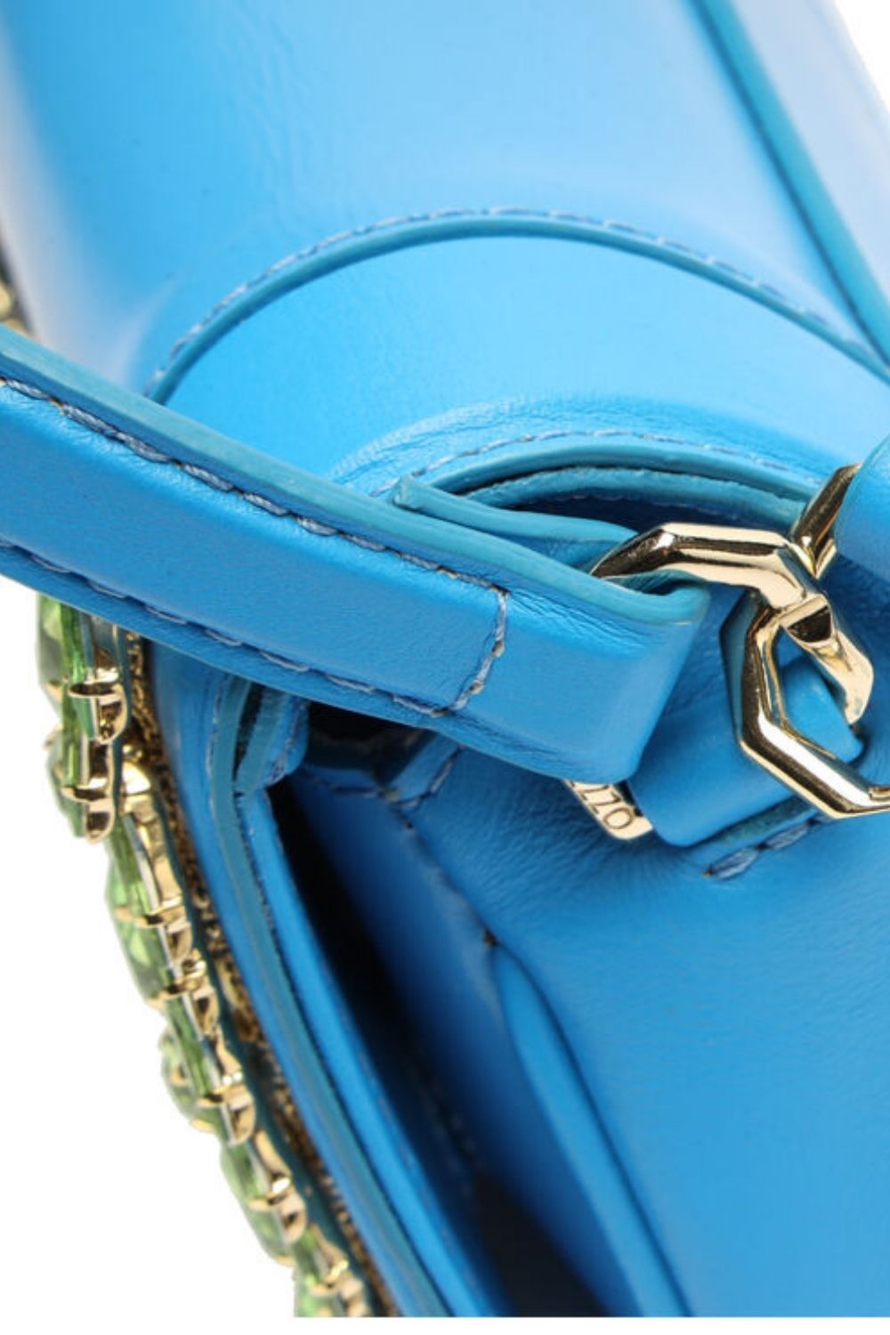BOLSA TIRACOLO COURO CRISTAL PEQUENA AZUL