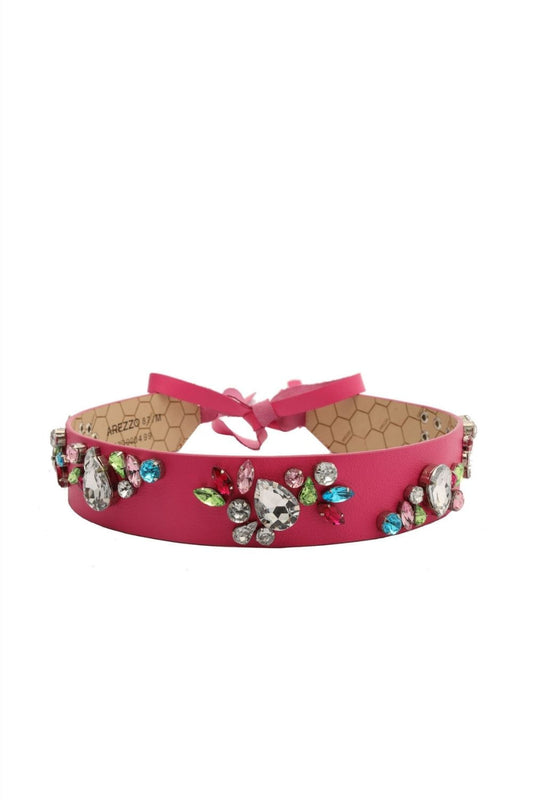 Cinto couro safira largo pink