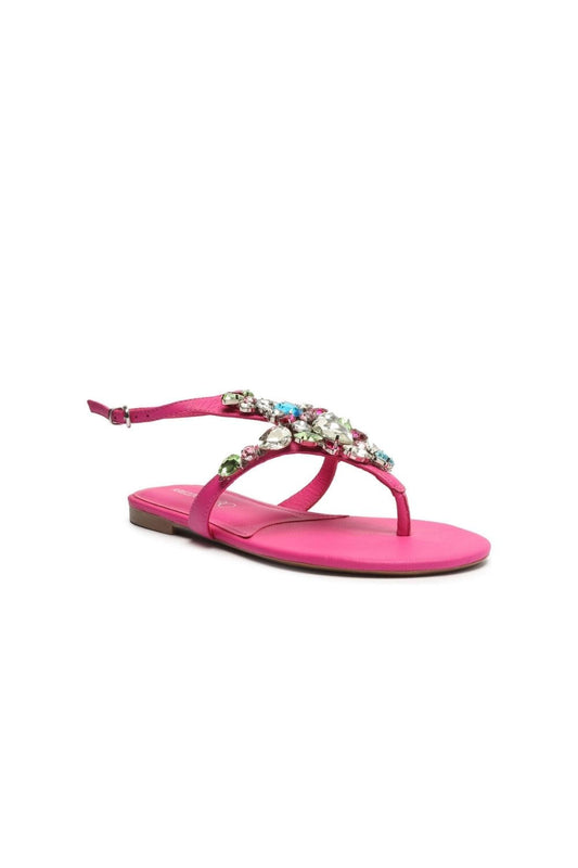 SANDÁLIA RASTEIRA COURO PEDRARIA PINK