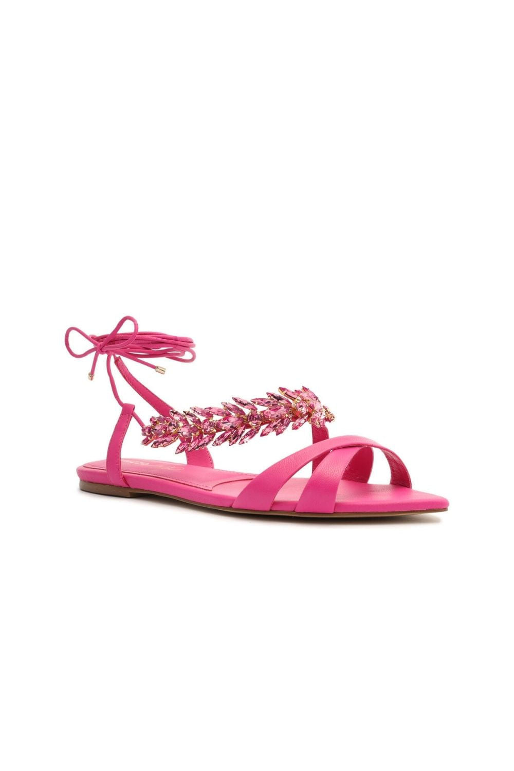 SANDÁLIA RASTEIRA COURO AMARRAÇÃO PINK