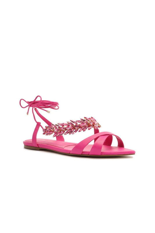 SANDÁLIA RASTEIRA COURO AMARRAÇÃO PINK