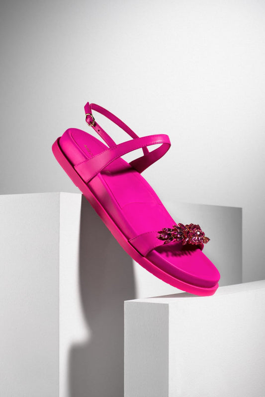 SANDÁLIA PAPETE COURO PEDRARIA PINK