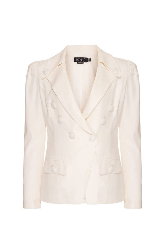 Blazer acinturado linho french off white