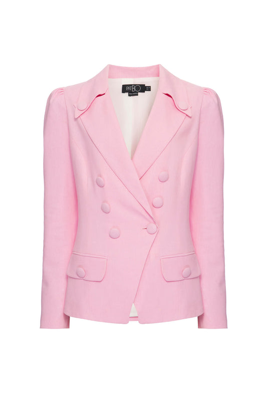 Blazer acinturado linho french rosa