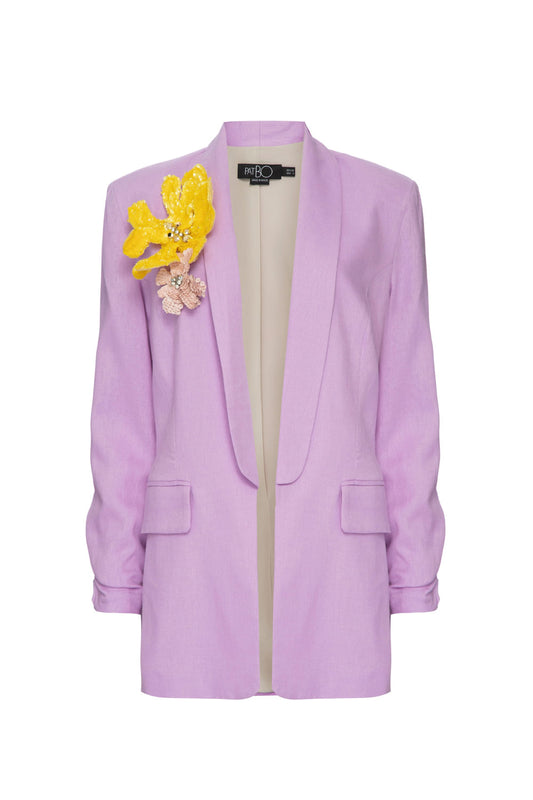Blazer flor linho balneário lilas