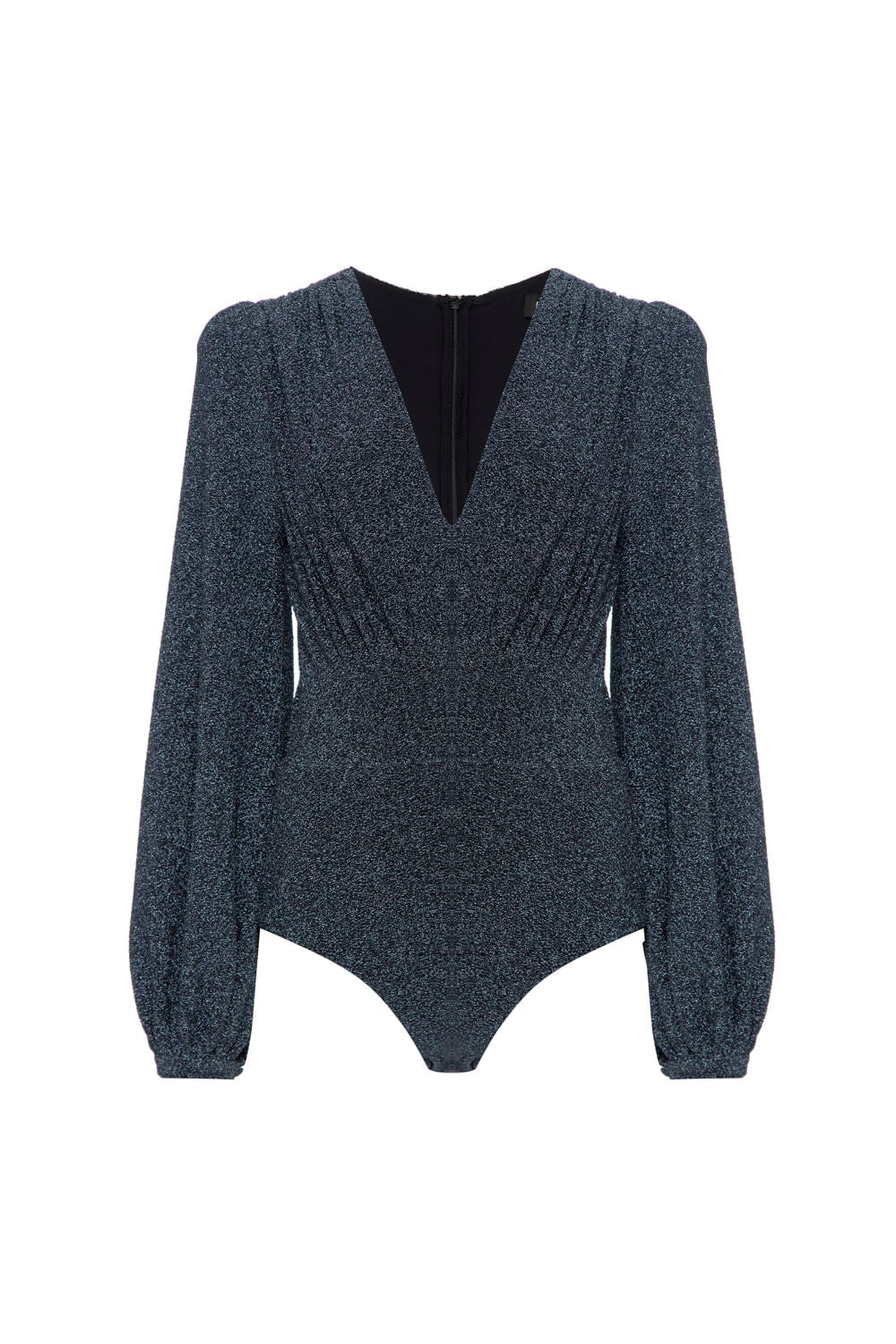 BODY MANGA LONGA LUREX BARDOT GRAFITE