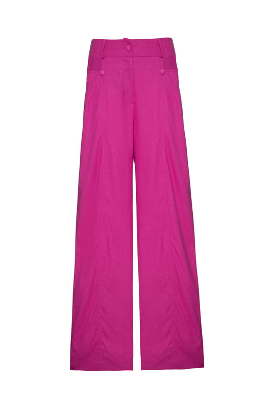 CALÇA RECORTES LINHO BALNEÁRIO PINK