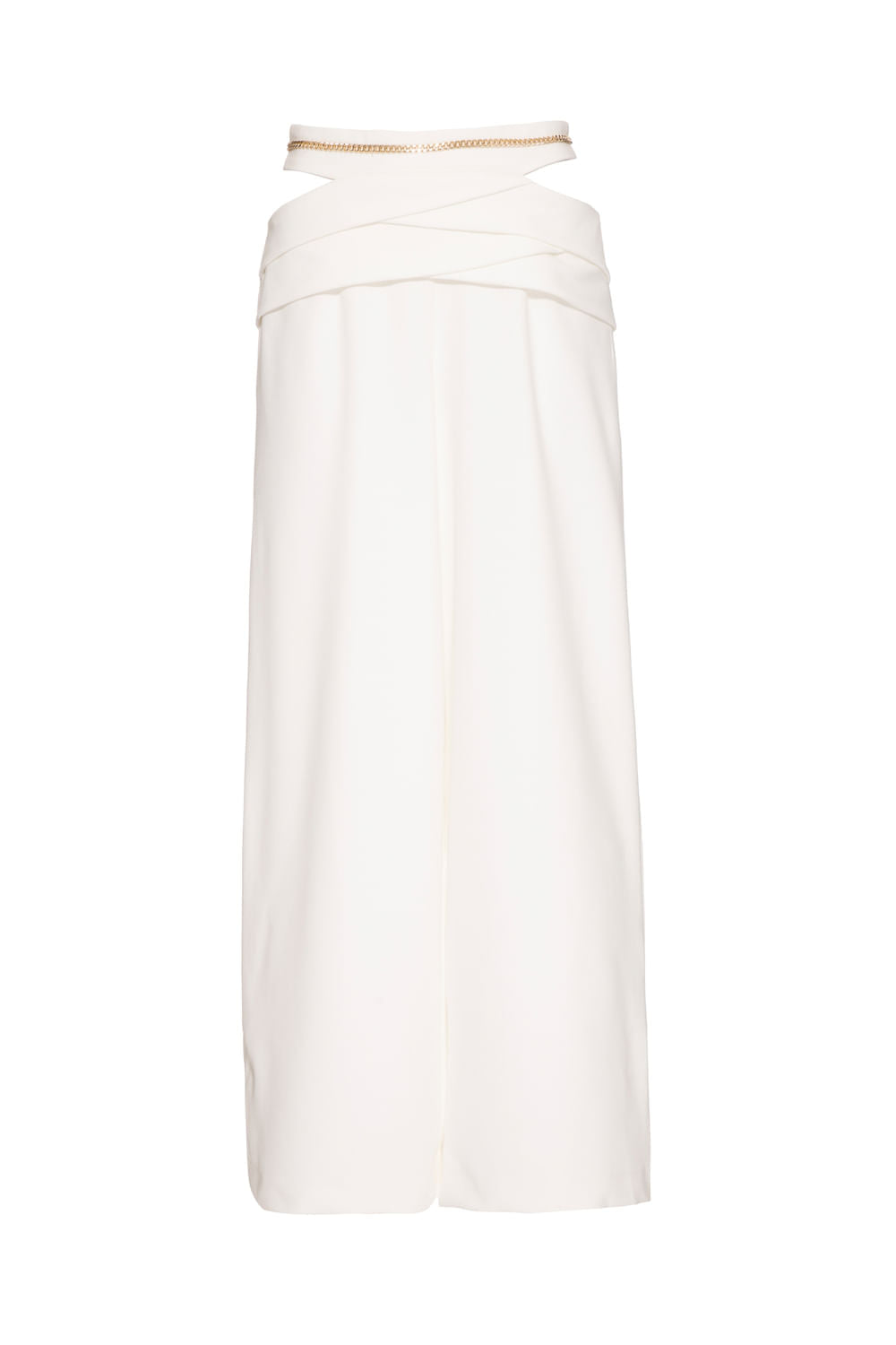 CALÇA AMPLA CORRENTE CREPE CHAIN OFF WHITE