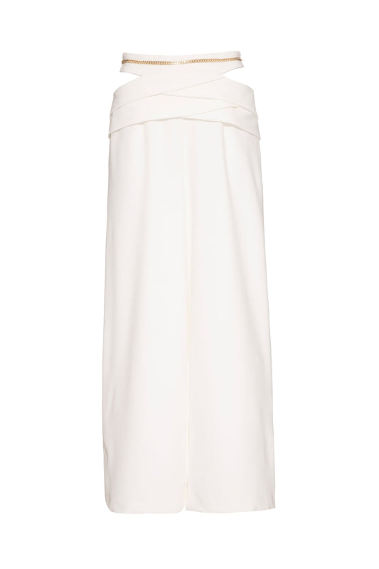CALÇA AMPLA CORRENTE CREPE CHAIN OFF WHITE