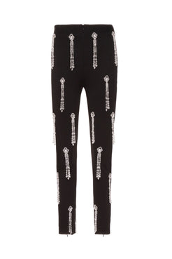 CALÇA SLIM BORDADA CREPE CRYSTAL PRETO