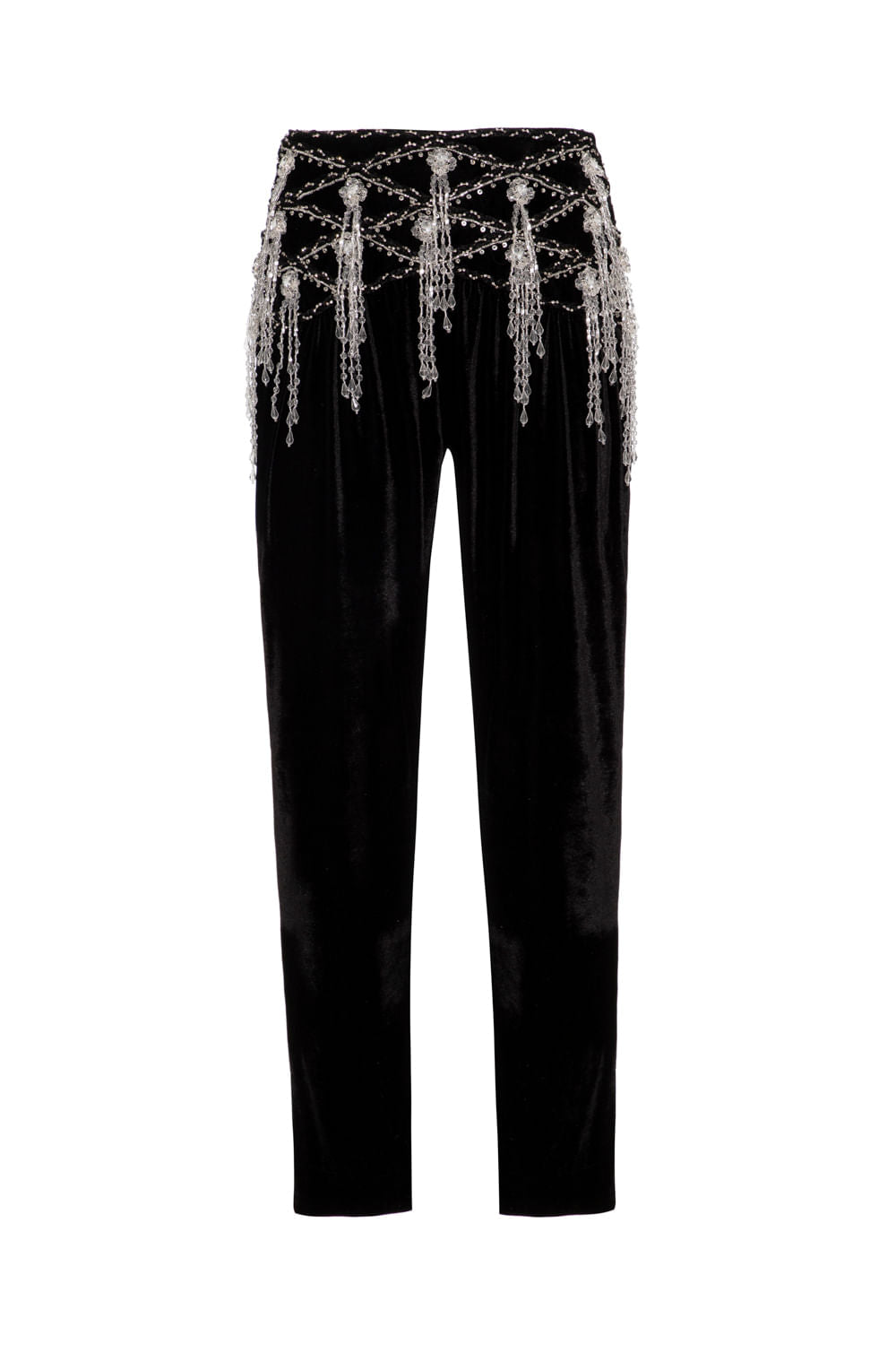 Calça bordada veludo crystal preto