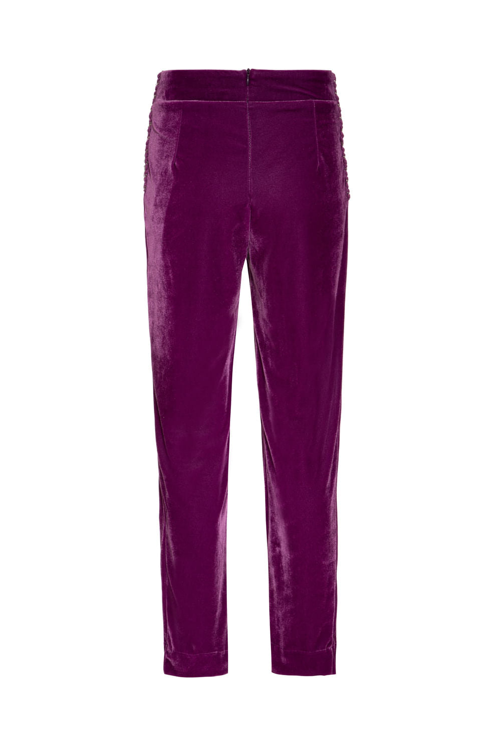 Calça bordada veludo crystal roxo