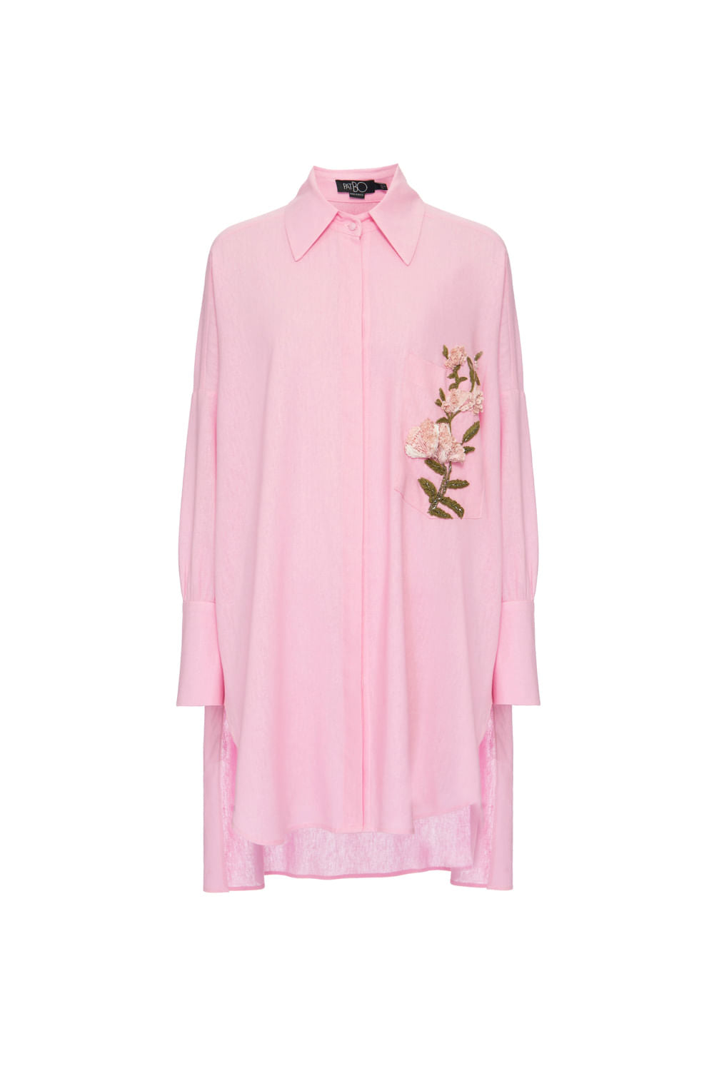 CAMISA BORDADA LINHO FRENCH ROSA