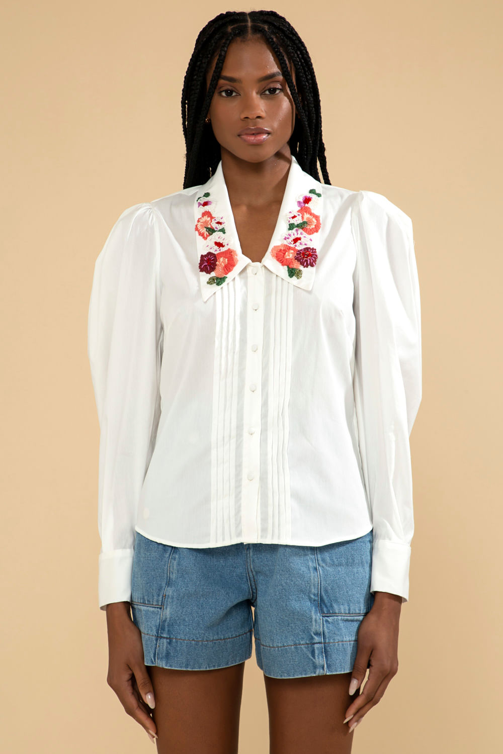 CAMISA BORDADA TRICOLINE JANE OFF WHITE
