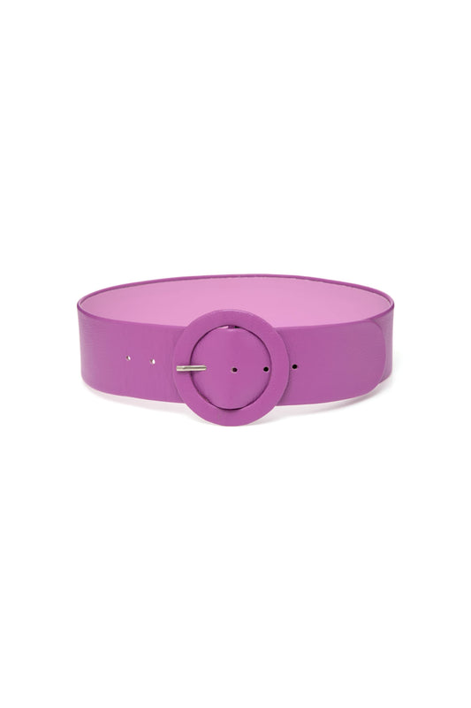 CINTO COURO FLOWER POWER LILAS
