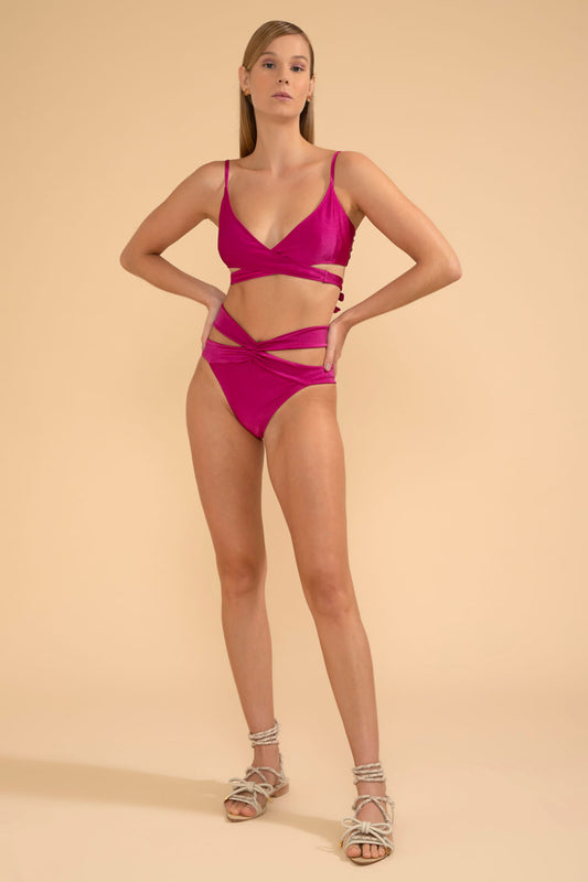HOT PANTS FAIXAS LYCRA APRICOT PINK