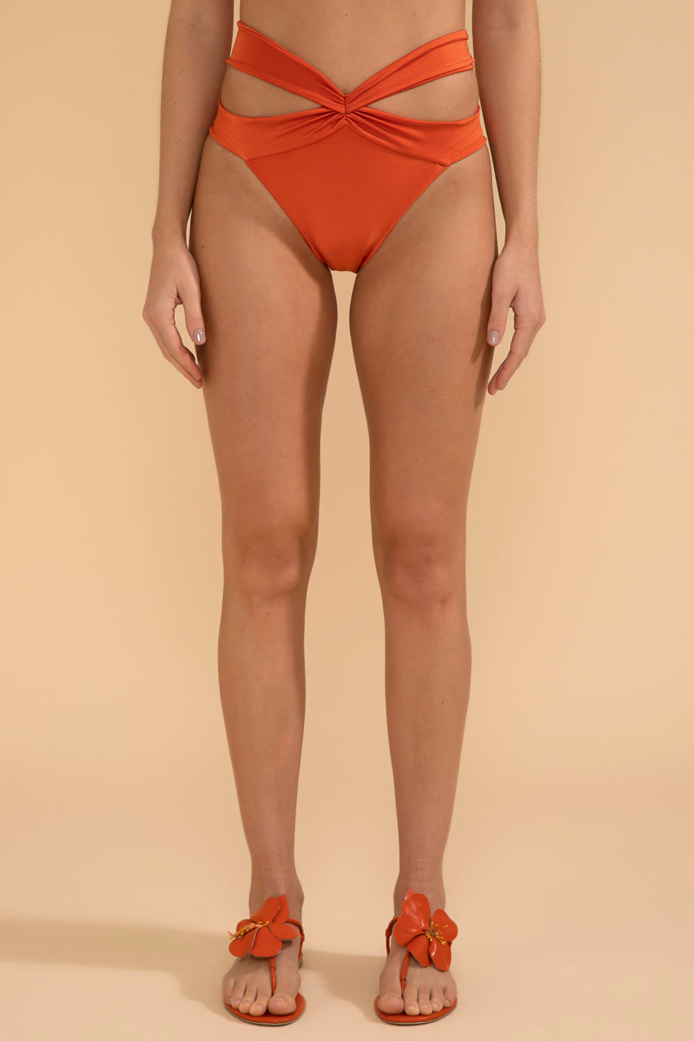 HOT PANTS FAIXAS LYCRA APRICOT LARANJA