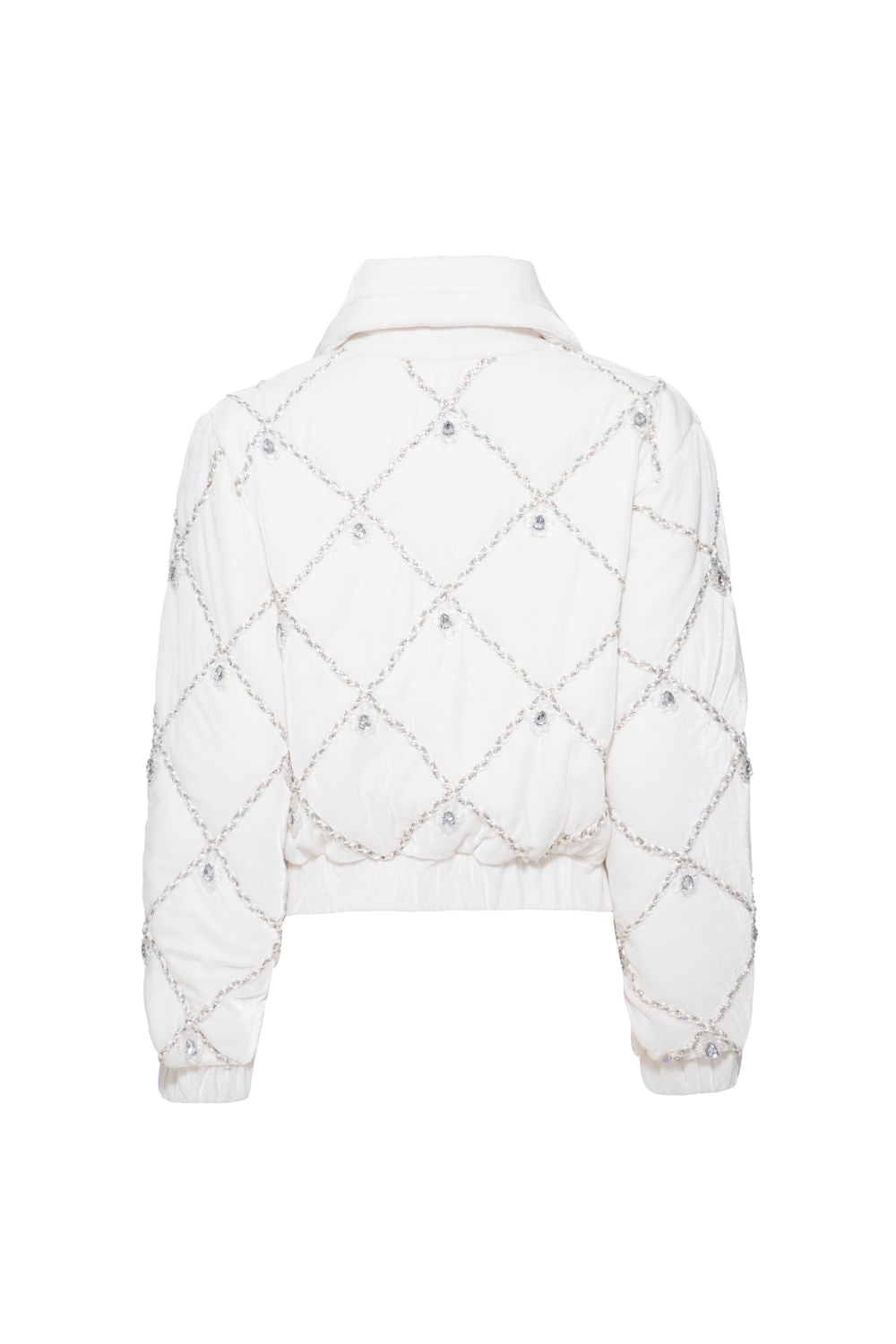 JAQUETA BOMBER BORDADA VELUDO CRYSTAL OFF WHITE