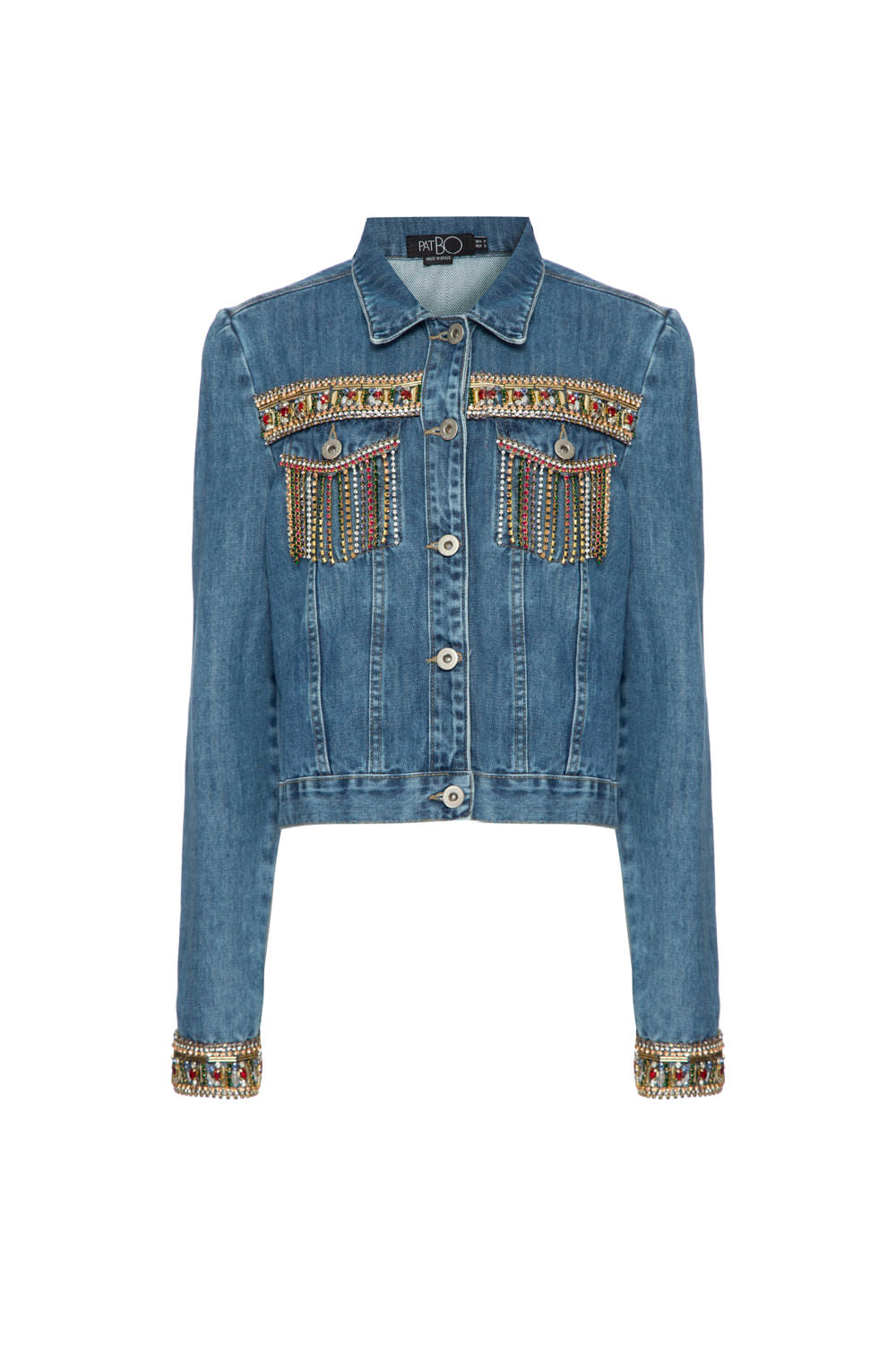 JAQUETA PALA BORDADA ENJOY DENIM AZUL