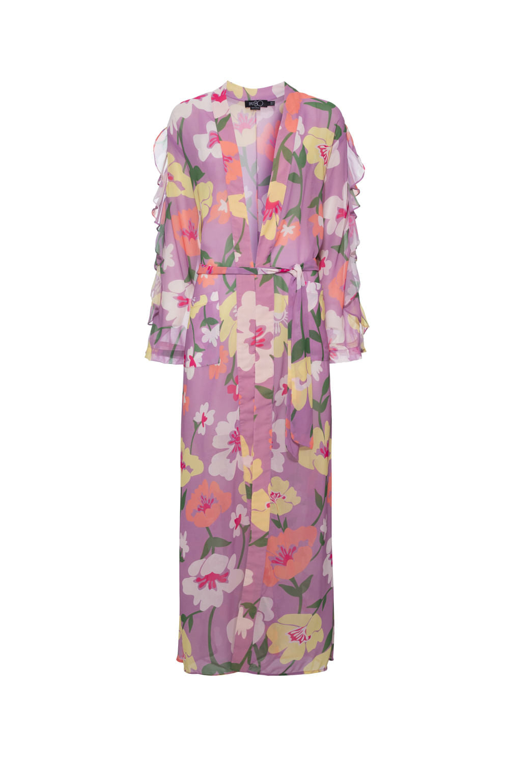 KIMONO LONGO RETRÔ FLOWER LILAS