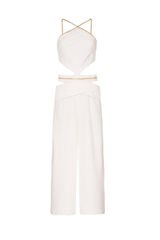 MACACÃO CREPE CHAIN OFF WHITE